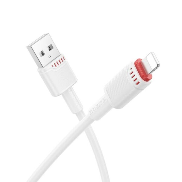 CABLU alimentare si date Borofone „BX110”, Fast Charging Data Cable pt. smartphone, USB la Iphone Lightning, 2.4A, 1m, alb „6941991120718” (timbru verde 0.18 lei)