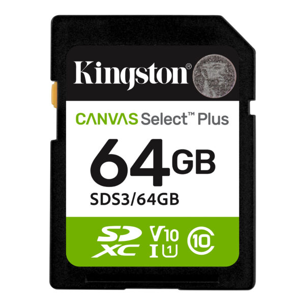 CARD SD KINGSTON, 64 GB, SDHC, clasa 10, standard UHS-I U1, „SDS3/64GB” (timbru verde 0.03 lei)