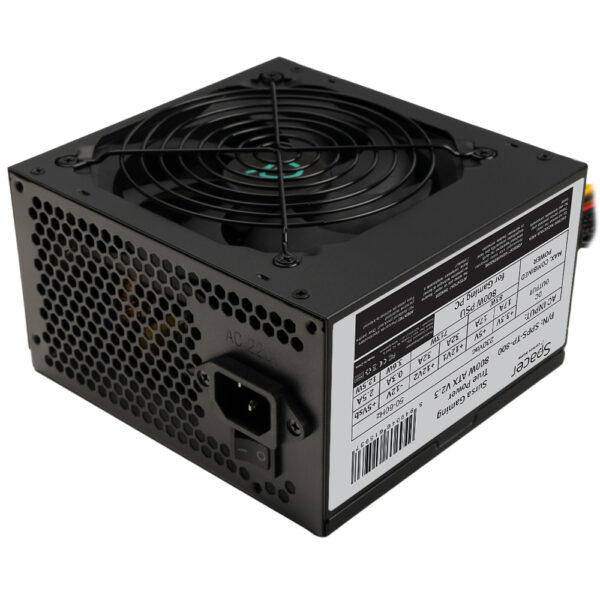 SURSA SPACER True Power TP800 (800W for 800W GAMING PC), PFC activ, fan 120mm, MB (20+4) x1, CPU (4+4) x2, PCI-E (6+2) x2, SATA x7, Molex x2, *retail* „SPPS-TP-800”, (timbru verde 2 lei)
