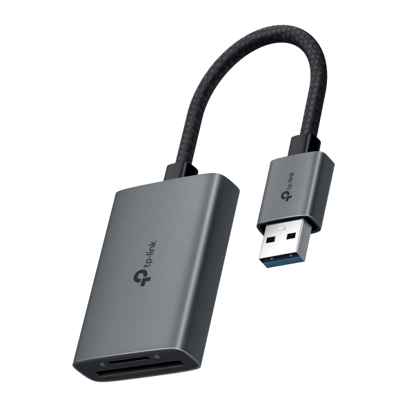 CARD READER extern TP-Link, interfata USB 3.0, citeste/scrie: SD si microSD, suporta carduri maxim 1 TB, lungime cablu 15 cm, metalic, gri „UA430” (timbru verde 0.03 lei)