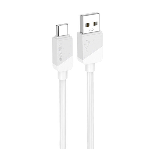 CABLU alimentare si date Borofone „BX107”, Fast Charging Data Cable pt. smartphone, USB la USB Type-C, 3A, 1m, alb „6941991114076” (timbru verde 0.18 lei)