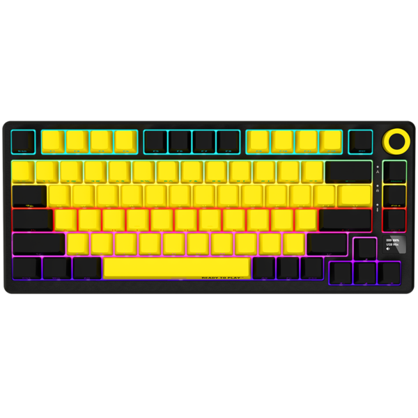 LORGAR KBP7075W, Wireless 75% Mechanical Gaming Keyboard Pro, Black/yellow, EN layout „LRG-KBP7075W-YL-US” (timbru verde 0.8 lei)