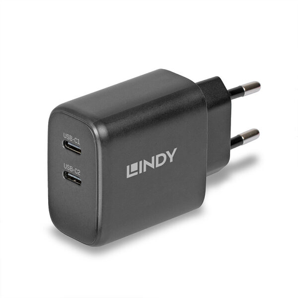 Incarcator Lindy 2x USB Type-C GaN 65W „LY-73438” (timbru verde 0.18 lei)