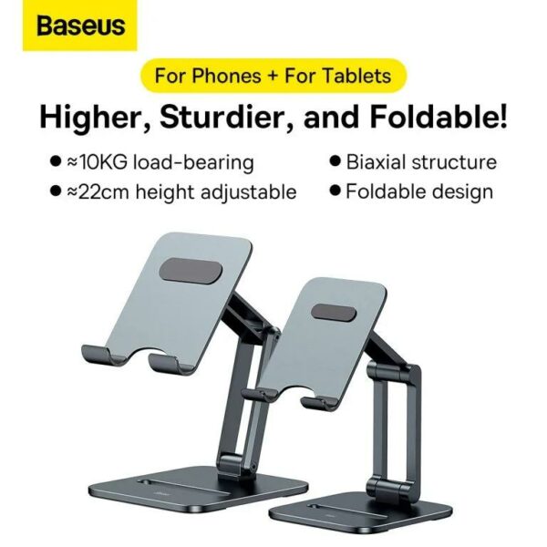 SUPORT Telefon/Tableta Baseus Biaxial, pt. Smartphone sau Tableta, pliabil, dimensiune: 115 x 126 x 43mm, material anti-alunecare, aluminiu „LUSZ000113” – 6932172615192