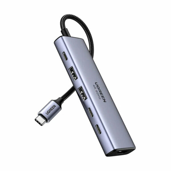 DOCKING Station Ugreen, „CM511” conectare PC USB Type-C, USB 3.0 x 2|HDMI x 1/4K/60Hz|USB Type C x 2 PD 100W, aluminiu, gri „35999” (timbru verde 0.8 lei)