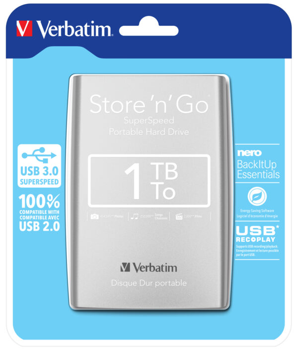 HDD EXTERN 2.5″ Verbatim StoreNGo USB3.0 1TB gen.1 silver „53071”