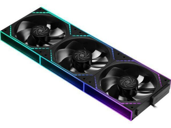 Set 3 ventilatoare Thermalright „TL-M12QR”, 120mm, 1500 RPM, S-FDB Bearing, 47.6 CFM, LED ARGB, 4pin PWM, negru, „TL-M12QR-3” (timbru verde 0.54lei)