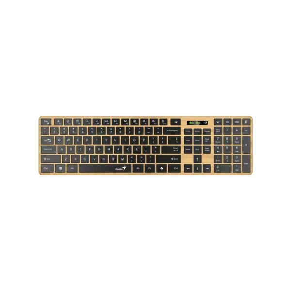 TASTATURA Genius „SlimStar 7250BT”, wireless 2.4GHz+Bluetooth, 104 taste slim, tasta Copilot, lemn – negru, „31320004400” (timbru verde 0.8 lei) 4710268263005