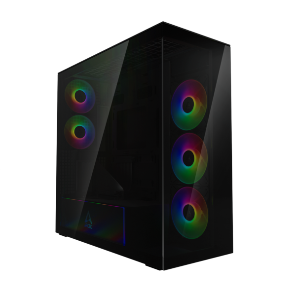 CARCASA Arctic „Xtender VG BK”, mid tower, max 8xfan, 3x P14 Pro R A-RGB si 2x P12 Pro A-RGB instalate, shroud 24 LED ARGB, USB-C x 1, USB 3.2 x 2, audio+mic, 7 sloturi exp, GPU vertical, riser PCIe 4.0, negru, „ACPCC00016A” (timbru verde 0.4lei)
