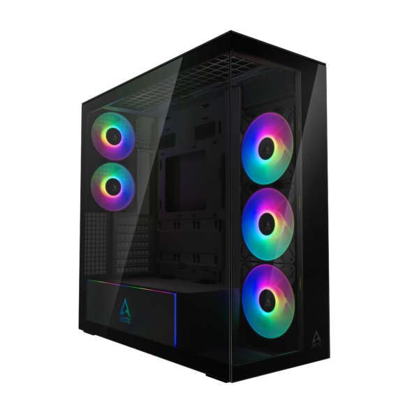 CARCASA Arctic „Xtender Mirror BK”, mid tower, max 8xfan, 3xP14 ProR ARGB si 2xP12Pro ARGB instalate, PSU shroud 24 LED ARGB, USB-C x 1, USB 3.2 x 2, audio+mic, 7 sloturi expans, negru, „ACPCC00018A” (timbru verde 0.4lei)