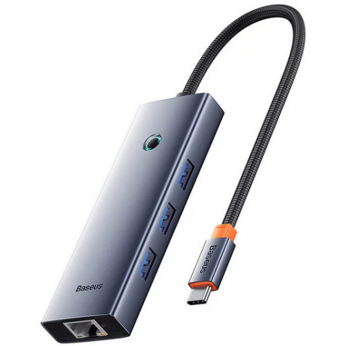 HUB extern Baseus UltraJoy 4 in 1, input USB, output USB Type-C, USB3.0 x 4, lungime cablu 50 cm, gri „B0005280B811-01” (timbru verde 0.18 lei) – 6932172653262