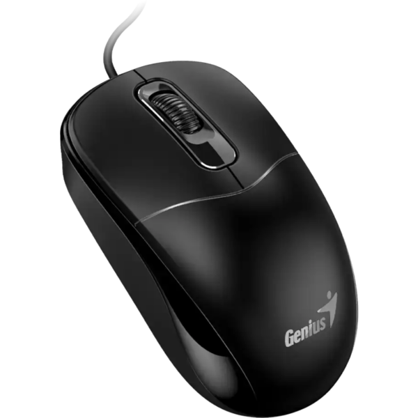 Mouse Genius „DX-111”, PC sau NB, cu fir USB-A, optic, 1200 dpi, butoane/scroll 3/1, negru, „31010034400” (timbru verde 0.18 lei)