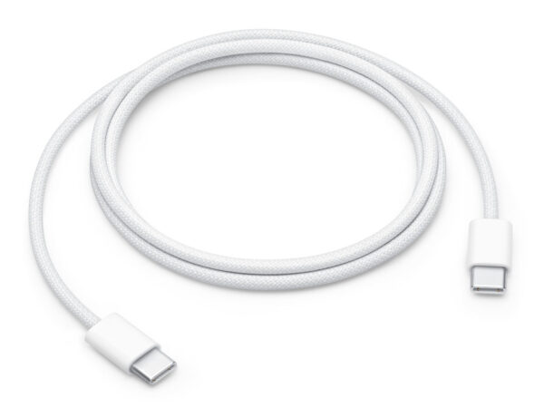 USB 2.0 charging cable, USB-C plug > USB-C plug (white, 1 meter, sleeved, charging with up to 60 watts) „MW493” (timbru verde 0.08 lei)
