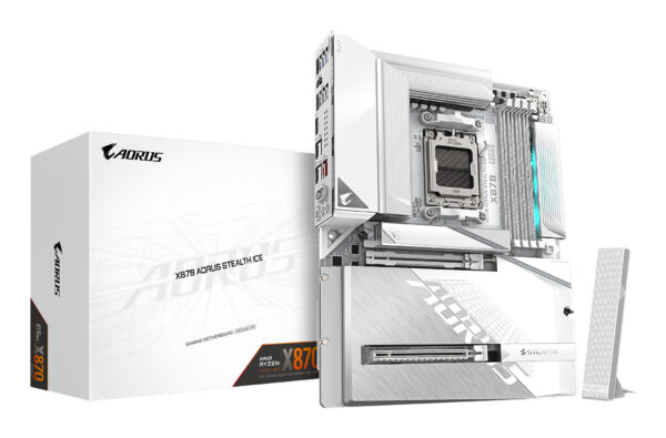 Placa de baza GIGABYTE X870 AORUS STEALTH ICE, AM5, DDR5, BT, Wi-Fi, ATX, Alb „X870 A STEALTH ICE”