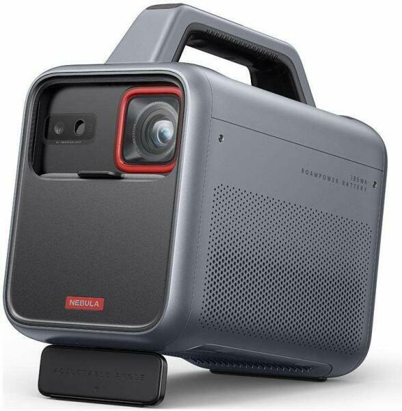 Proiector smart portabil Anker, Mars 3, DLP, 1000 ANSI, auto-focus, Android 11, difuzor 40W, 1920×1080, ecran max 200 inch, IPX3, Wi-Fi, BTH, HDMI, USB-C, USB-A, AUX, gri, „D2333211” (timbru verde 4 lei) – 0194644135683