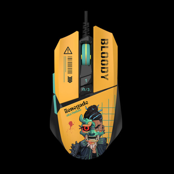 Mouse A4Tech, gaming, Bloody RGB Animation Backlit USB Renegade Sunset, „W63Max Renegade Sunset”, (timbru verde 0.18 lei) 4711421 000529