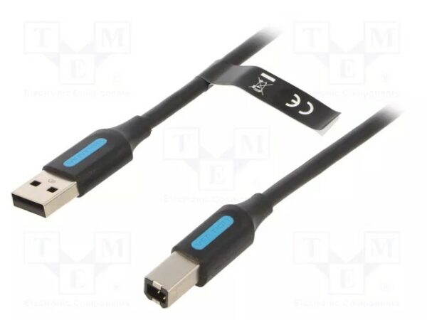 CABLURI USB pt. PC. imprimante – Vention USB 2.0 A Male to B Male Cable 5M Black PVC Type , „COQBJ” – 6922794748590