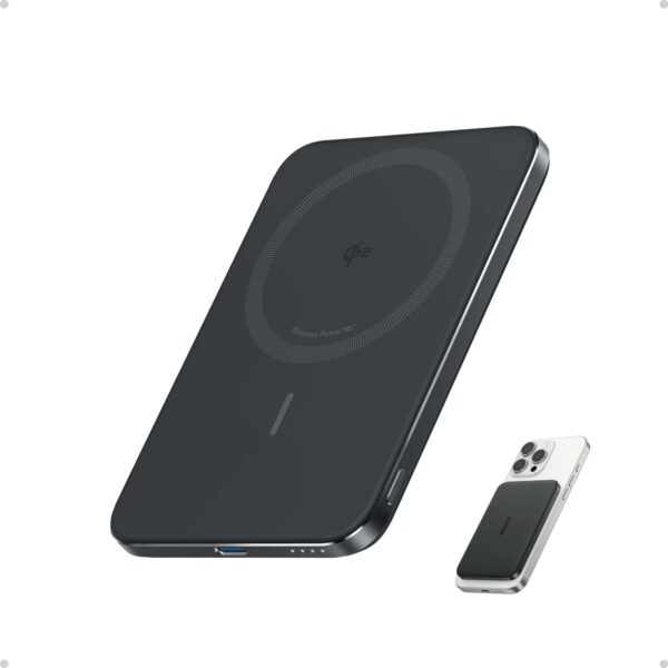 POWER BANK Anker „Nano” 5.000 mAh, 15W MagGo, slim, magnetic, wireless, 1 x USB-C incarcare, 122g, negru, „A1665H11” (timbru verde 0.98 lei) – 194644235475