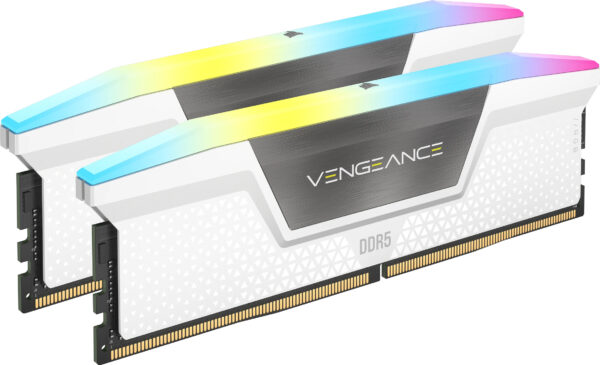 Corsair Memorie DDR5, 32 GB, KIT 2 x 16 GB, 6000MT/s, C30, 1.4V, Alb, VENGEANCE RGB „CMH32GX5M2B6000Z30W”