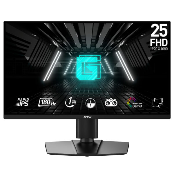Monitor MSI G255PF E2, IPS, 24.5 inch, Full HD, 1920×1080, HDMI, DisplayPort, Boxe, Pivot, 180Hz, 1ms, Negru „G255PF E2” (timbru verde 7 lei)