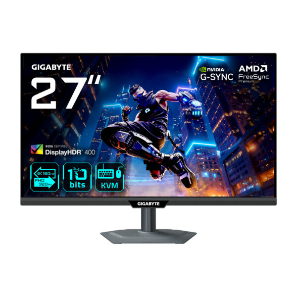 Monitor GIGABYTE M27UP, 27″, IPS, UHD, 3840 x 2160, HDMI, Display Port, Dual mode 160 Hz / 320 Hz, Boxe, Pivot, 1ms, Negru „M27UP”