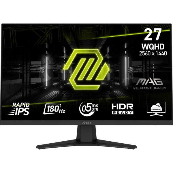Monitor MSI MAG 274QF, IPS, 27 inch, WQHD, 2560 x 1440, HDMI, DisplayPort, 180 Hz, 0.5 ms, Negru 9S6-3CE41H-048 „MAG 274QF” (timbru verde 7 lei)