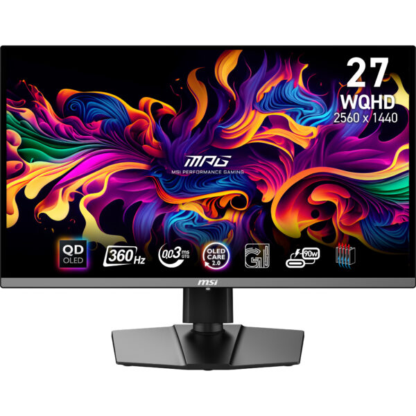 Monitor MSI MPG 271QRX QD-OLED, 26.5 inch, WQHD, 2560×1440, HDMI, DisplayPort, Pivot, AMD FreeSync Premium Pro, 360Hz, 0.03ms, Negru 9S6-3CD79A-050 „MPG 271QRX QD-OLED” (timbru verde 7 lei)