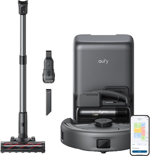 Combo 3-in-1 Anker „eufy 3-in-1 E 20”, 30.000 Pa/8.000 Pa, aspirare uscata, Wi-Fi, multi-suprafete, capacitate colectare 2.5L, negru, „T2070G10” (timbru verde 4 lei) – 0194644288518
