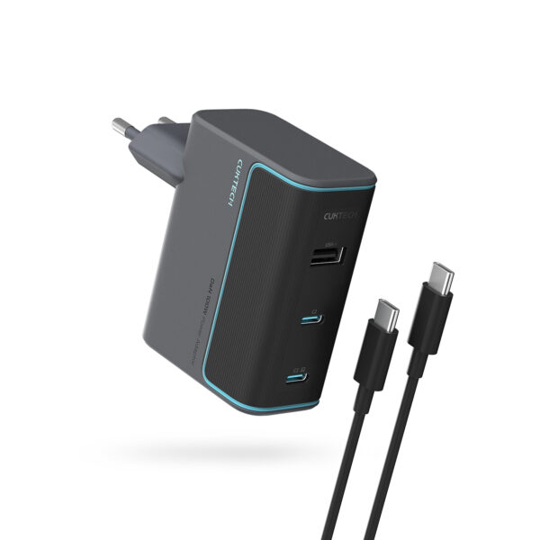 INCARCATOR retea Cuktech 2C1A Quick Charge 100W, 2 x USB Type-C Output, 1 x USB Output, include cablu USB Type-C la USB Type-C 1m, negru „CUKAD1003EUG” (timbru verde 0.18 lei)