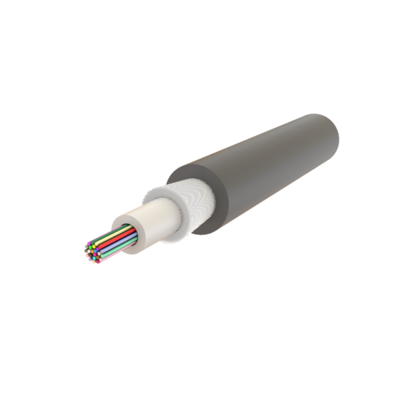 Cablu fibra optica 24 fibre, SM OS2, 1200N, LSZH, intarziere la flacara, in gel, protectie UV, apa, rozatoare, int/ext – SAMM „024F-U-D1Q(ZN-GY)BH-1×24-2D-1.2kN” (timbru verde 0.8 lei)
