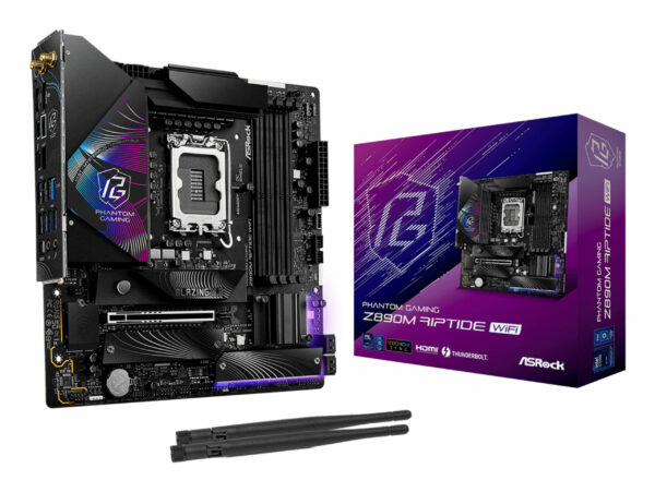 Placa de baza ASRock Z890M RIPTIDE WiFi Mainboard, Sockel LGA 1851, Intel Z890, Micro-ATX, DDR5 „90-MXBPK0-A0UAYZ”