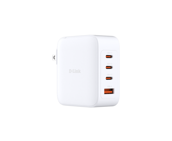 INCARCATOR retea D-Link, Quick Charge GaN PD 3.1 / QC 4.0 140W, 3 x USB Type-C 28.0V@5.0A max, 1 x USB 12.0V@2.5A , alb „DCF-141” (timbru verde 0.18 lei)