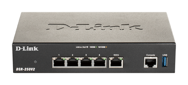 ROUTER D-Link VPN wired Gigabit, 1xxxx Gigabit RJ45 WAN, 1xxxx Gigabit RJ45 WAN/LAN, 1xxxx Gigabit RJ45 LAN, 1 x USB 3.0, 3-in-1 Gigabit VPN Router „DSR-250V2” (timbru verde 0.8 lei)