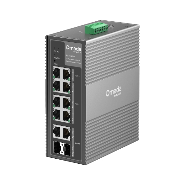 SWITCH TP-LINK Omada easy managed, 10 porturi Gigabit PoE+ si 2-Port PoE++, carcasa metalica „IES210GPP” (timbru verde 2 lei)