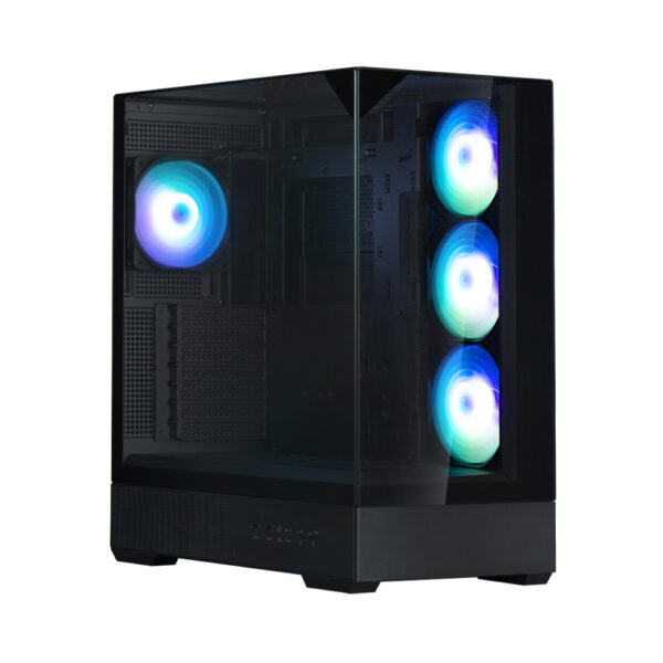 CARCASA Zalman „P40 Prism Plus”, middle tower, gaming, fara sursa, suporta 9xfan, 4xfan inclus, PSU shroud, afisaj electronic, USB Type-C x 1, USB 3.1 gen1 x 2, audio+mic, 7 sloturi expansiune, negru, „P40 Prism Plus Black” (timbru verde 0.32lei)