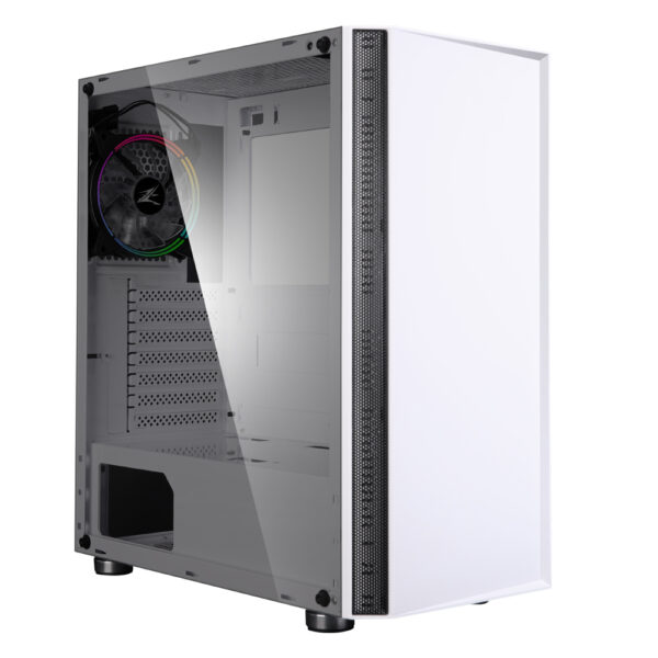 CARCASA Zalman „R2”, middle tower, gaming, fara sursa, suporta 6xfan, 1xfan inclus, PSU shroud, display 9.1inch, USB Type-C x 1, USBx2, audio+mic, 7 sloturi expansiune, alb, „R2 White” (timbru verde 0.08lei)