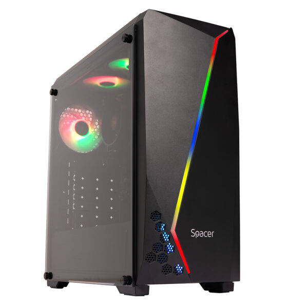Sistem Desktop PC Spacer Disruptor, Ryzen 5 3400G, 16GB DDR4, 1TB SSD, video on board, no OS, negru, „SPACER-Disruptor-12VN” (timbru verde 7 lei) – 5949046616156