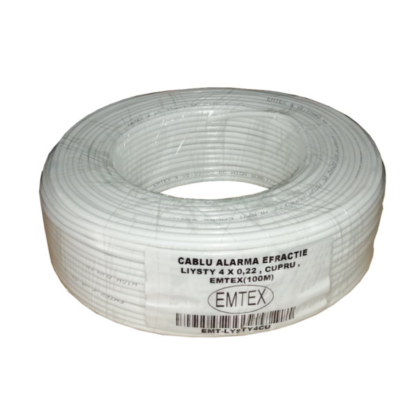 Cablu alarma efractie LiYStY 4 x 0,22, Cupru, EMTEX (100m) „EMT-LY(ST)Y4CU”