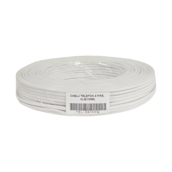 Cablu telefon 4 fire, alb (100m) „TEL-C4100W”