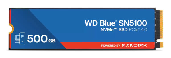 SSD WD Blue SN5100 500GB M.2 2280 PCIe Gen4 x4 NVMe QLC 3D, Read/Write: 6600/5600 MBps, IOPS 660K/1100K, TBW: 300 „WDS500G5B0E-00CPE0”