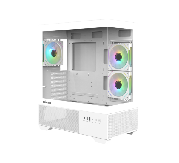 CARCASA Zalman „CHRONIX”, middle tower, gaming, fara sursa, suporta 9xfan, 3xfan inclus, PSU shroud, display 9.1inch, USB Type-C x 1, USBx2, audio+mic, 7 sloturi expansiune, alb, „CHRONIX White” (timbru verde 0.24lei)