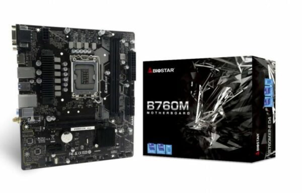 Placa de baza Biostar „B760MX2xxxxE”, skt. LGA 1700, chipset Intel B760, mATX, 2 x DDR5 max. 128 GB, USB 3.2 gen 1, 4 x SATA, 2 x M.2, PCIe 4.0, HDMI, VGA/DVI, „B760MX2xxxxE”