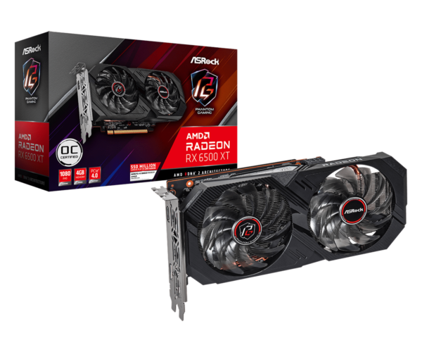 Placa video Asrock „Radeon RX 6500 XT Phantom Gaming D 4G OC”, 4GB GDDR6, 64 bit, PCI Express 4.0 x4, 1 x DisplayPort 1.4a, 1 x HDMI 2.1, racire activa 3 x fan, PSU recomandat 400W, „RX6500XT PGD 4GO”