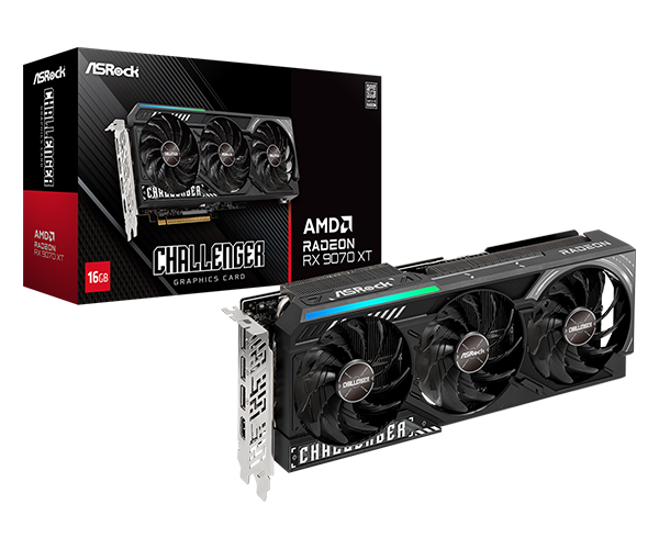Placa video Asrock „Radeon RX 9070 XT Challenger”, 16GB GDDR6, 256 bit, PCI Express 5.0 x16, 3 x DisplayPort 2.1a, HDMI 2.b1, racire activa 3 x fan, PSU recomandat 750W, „RX9070XT CL 16G”