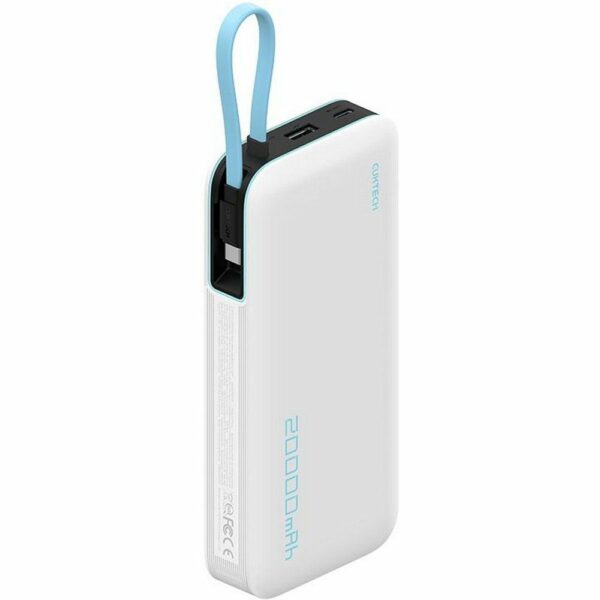 POWER BANK Cuktech CP25, 20000mAh, 55W, 1 x USB; 1 x USB Type-C, 1 x cablu USB Tpe-C integrat, digital display pt. status baterie, alb”CUKP200NGLLG” (timbru verde 0.98 lei)