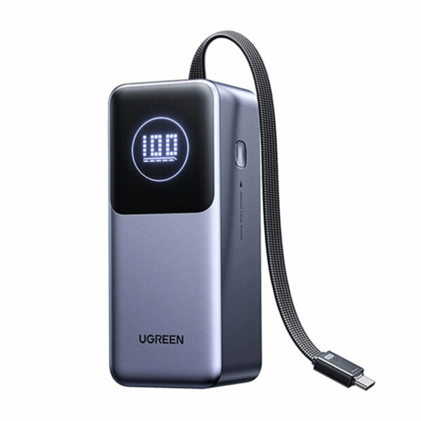 POWER BANK Ugreen „PB723”, 20000mAh, 130W PD3.0, 1 x USB, 1 x USB Type-C, 1 x USB Type-C integrat, display, gri, „55365B” (timbru verde 0.98 lei)