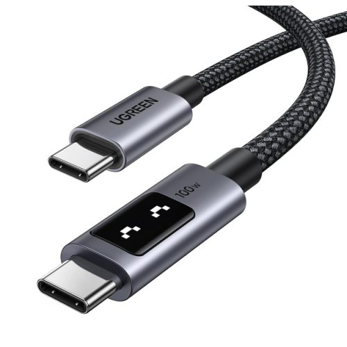 CABLU alimentare si date Ugreen, „L509”, Fast Charging Data Cable pt. smartphone, USB Type-C la USB Type-C 100W/5A, 3m, braided, gri „35513” (timbru verde 0.08 lei)