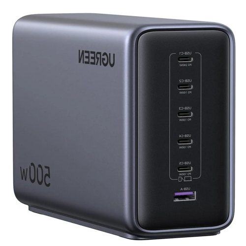 INCARCATOR retea Ugreen, „X759” Quick Charge 3.0, PD3.1, GaN, 500W, 5 x USB Type-C, 1 x USB, gri „55550” (timbru verde 0.18 lei)