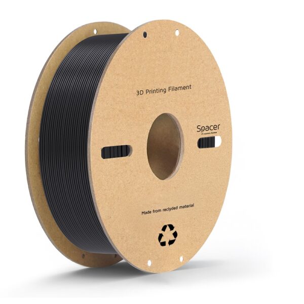 FILAMENT Spacer pt. imprimanta 3D – PETG, 1.75mm diamentru, 1Kg / bobina, topire 225-255 grC, black, „SPPF-3DP-PETG1.75-01-BK”