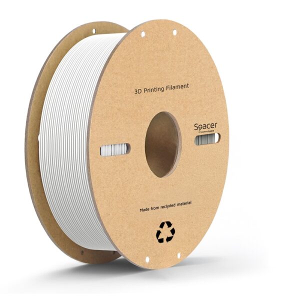 FILAMENT Spacer pt. imprimanta 3D – PETG, 1.75mm diamentru, 1Kg / bobina, topire 225-255 grC, white, „SPPF-3DP-PETG1.75-01-WH”
